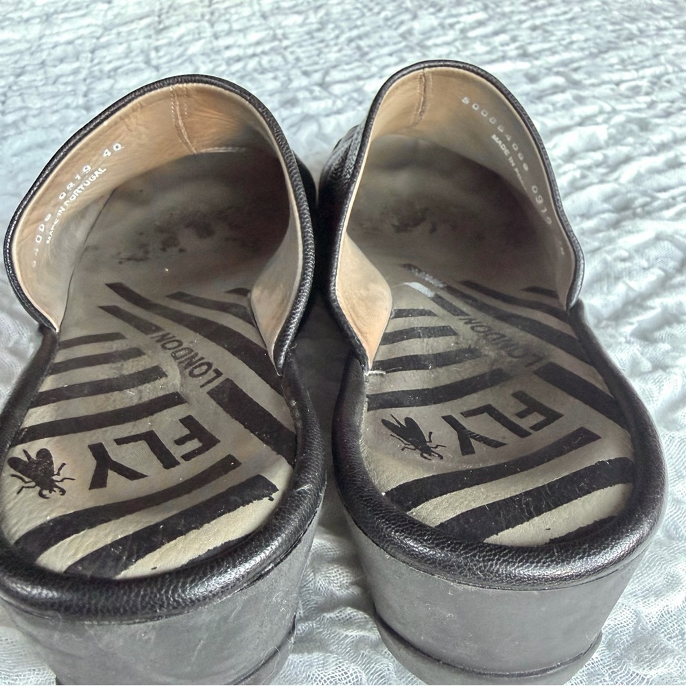 Fly London Jamb Black Leather Platform Wedge Sandals EU 40 - Picture 7 of 10